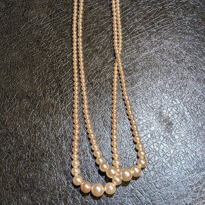 Vintage Double Strand Faux Pearl Necklace
